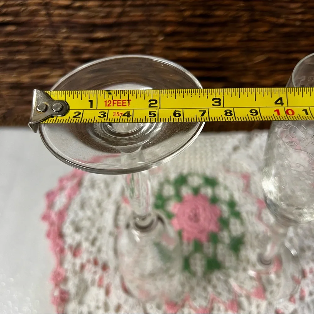 Set of 2 Etched Crystal Champagne Flutes Wedding ; Special Occasion
